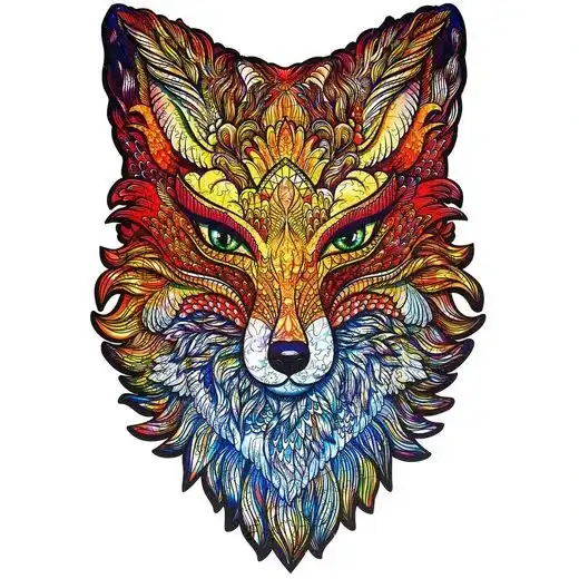 UNIDRAGON - Fiery Fox (16 x 24 cm - Größe S) Holzpuzzle - 107 Teile